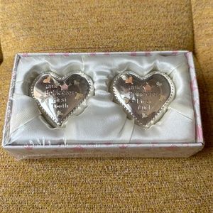 Baby's First Tooth and First Curl silver heart keepsake box set